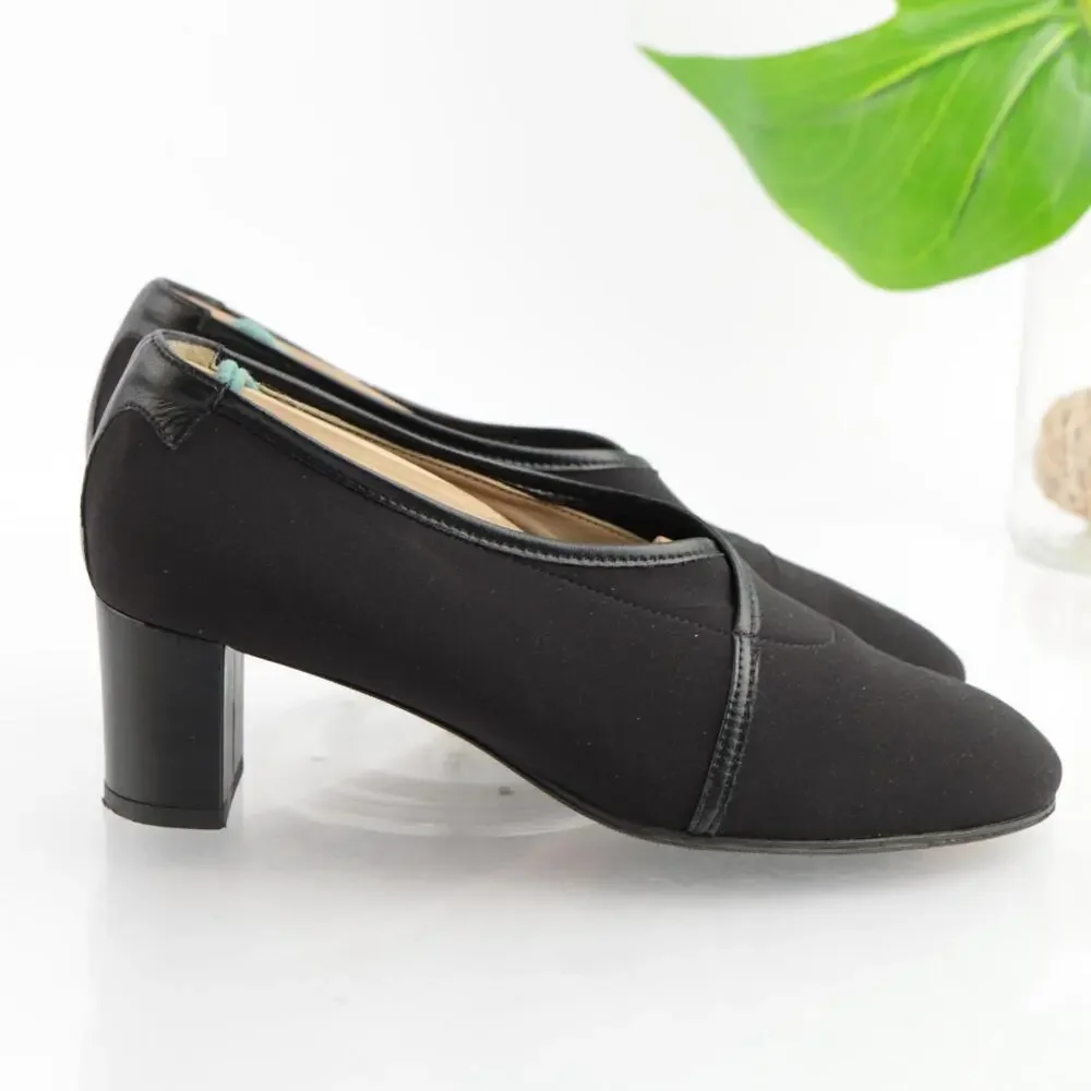 Taryn Rose Womens Pump Size 36 6 Black Satin Block Heel Comfy Dress Shoes Italy